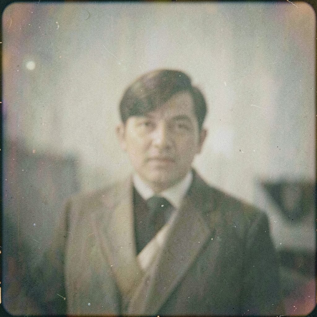 An analog film photograph with visible grain showing a row of dark blue software boxes on a warm wooden surface, soft window light from the side, muted and studious mood.